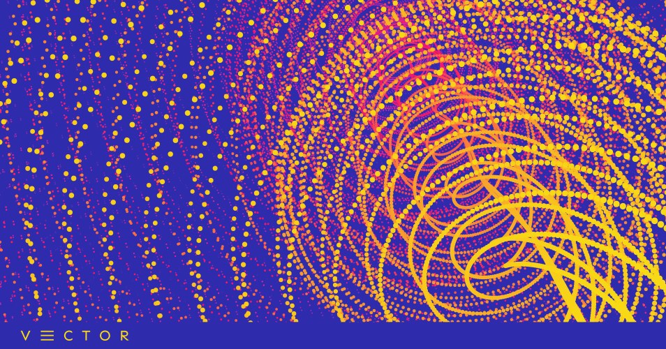 Array with dynamic particles swirl connected vector image