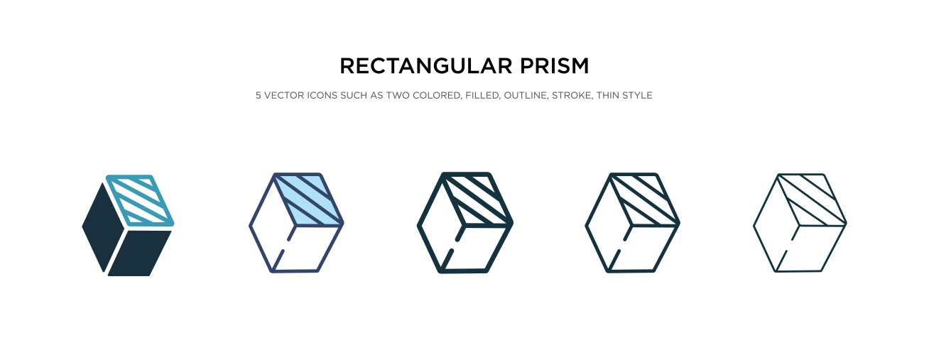 Rectangular prism icon in different style two vector image