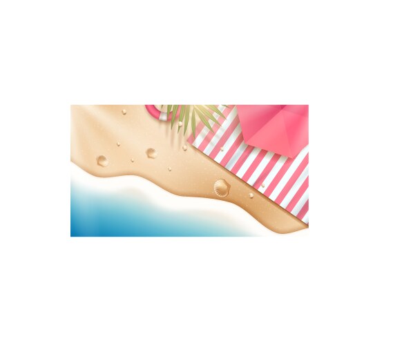 Relax summer beach scene with blanket and palm Vector Image