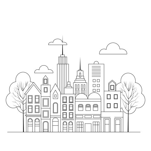 Outline in a simple minimal geometric style vector image
