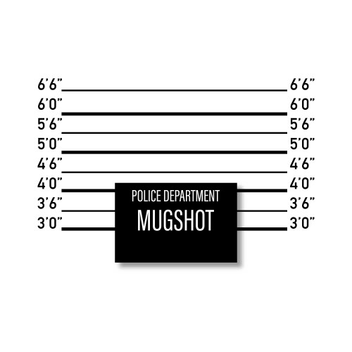 Police Mugshot Mockup - White Background Vector Image