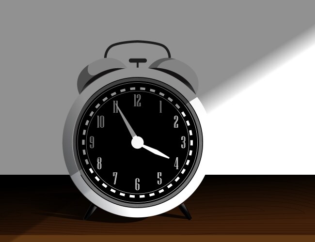 White retro alarm clock on background vector image