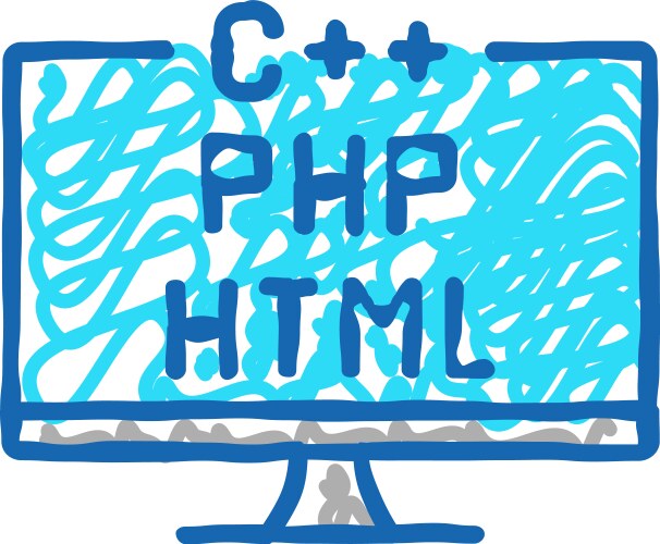 Coding on different program languages icon doodle vector image