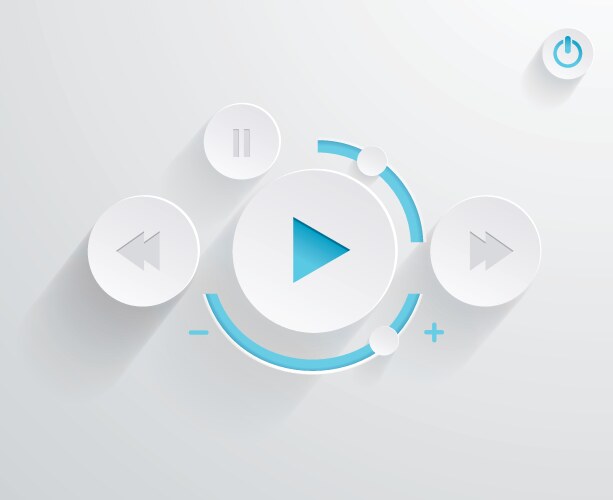 Flat multimedia player for web and mobile apps vector image