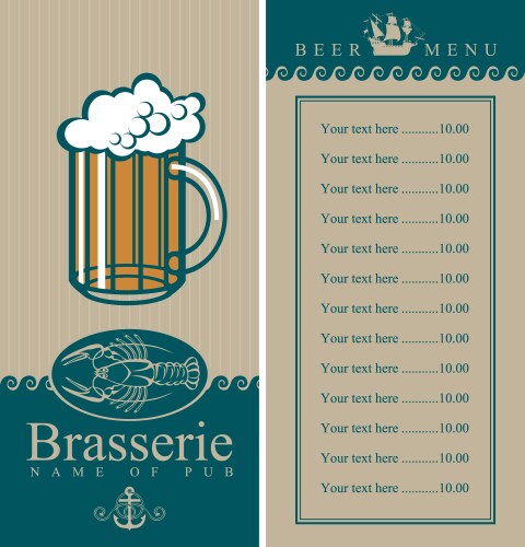 Beer list Royalty Free Vector Image - VectorStock