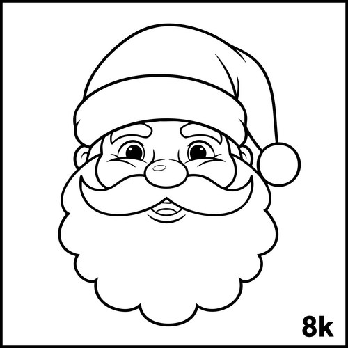 Santa Claus Face Line Art Vector Image