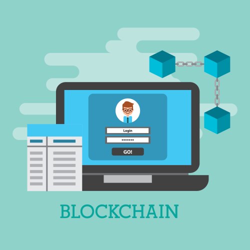 Laptop access internet login technology blockchain vector image