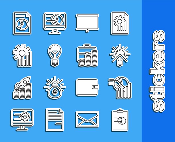 Set line clipboard with graph chart pie vector image
