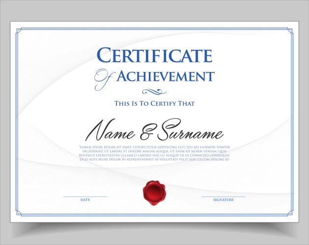 Certificate or diploma retro design template Vector Image