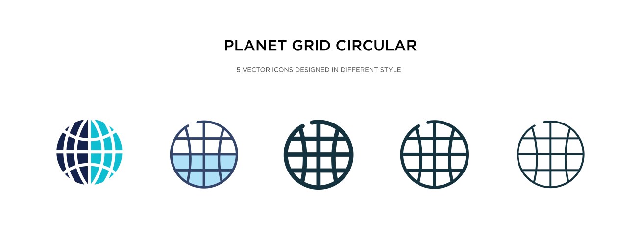 Planet grid circular icon in different style two vector image