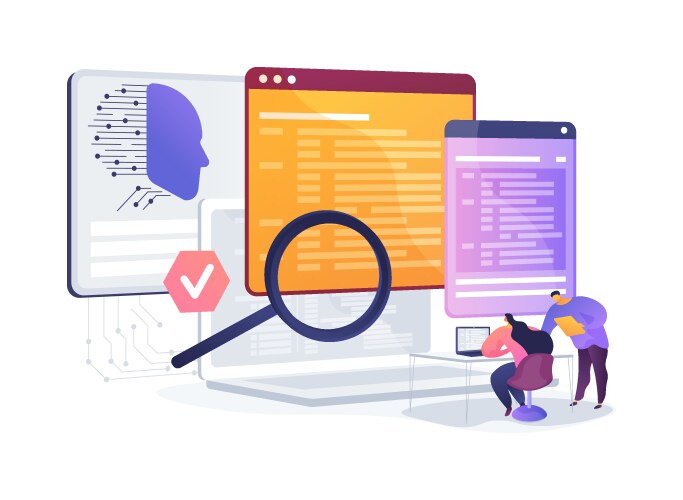 Ai automated code review abstract concept vector image