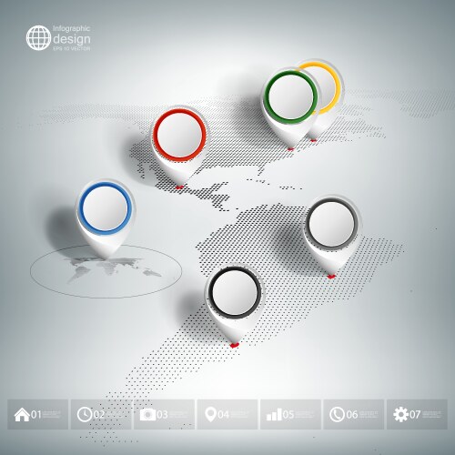 World map with pointer marks infographic vector image