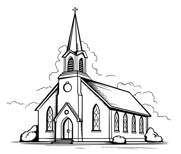 Hand-Drawn Church Sketch Vector Image