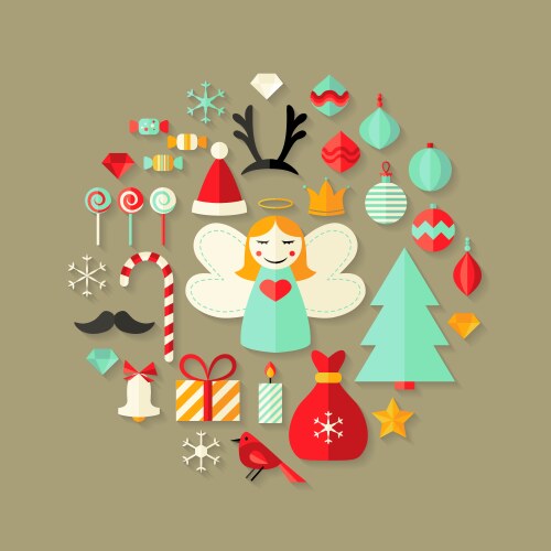 Christmas Flat Icons - Festive Collection Vector Image