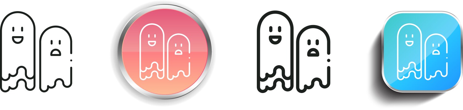 Ghosts icon thin linear regular and button style vektorbild