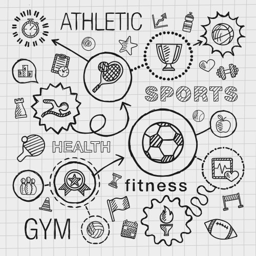 Sport Icons - Hand Drawn Sketch Set Vector Image