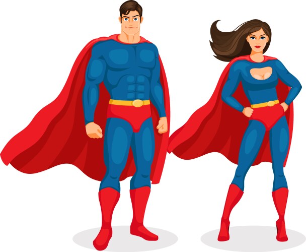 superhero couple vector image vector image