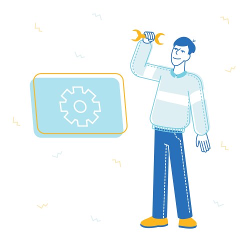 Bug fixing and front end development concept vektorbild