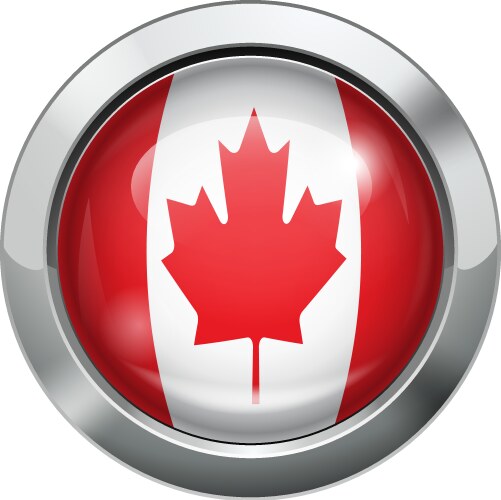 canada flag metal button vector image