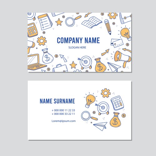 hand drawn visit card business and finance vector