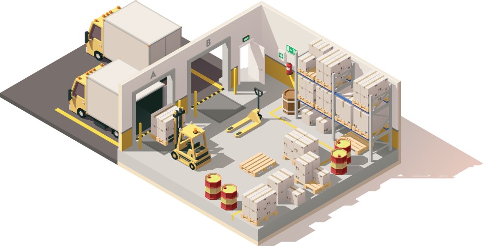 Warehouse concept 3d isometric view Royalty Free Vector
