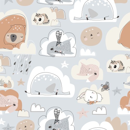 Seamless pattern with cute cartoon animals Vector Image