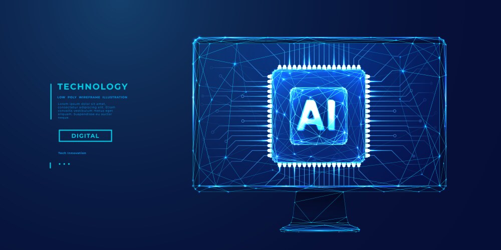 Ai chip on the empty computer monitor vector image