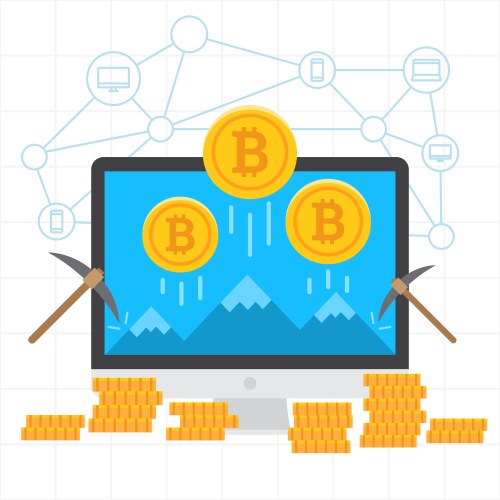 Bitcoin mining blockchain background vector image