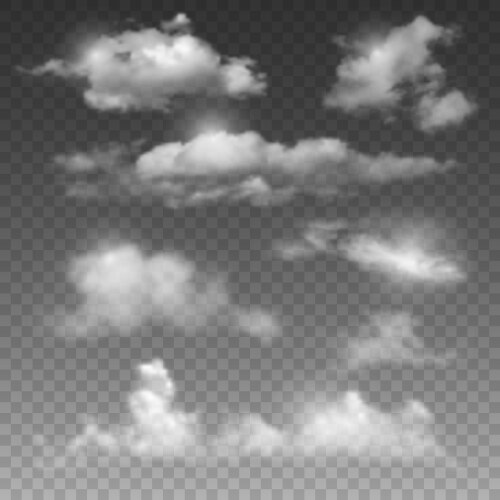Realistic cloud white clouds fluffy sky fog Vector Image