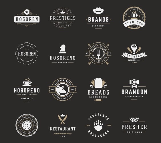 Retro Logo Collection - Vintage & Authentic Vector Image