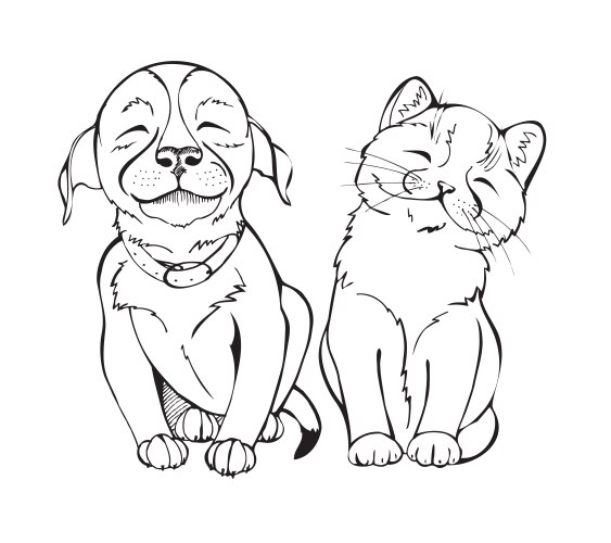 Dog Cat Line Drawing Vector Images (over 6 100)