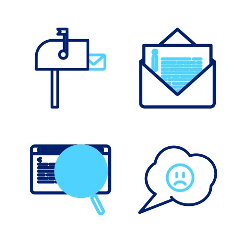 Set line speech bubble with sad smile system bug vector image