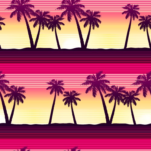 Tropical surfing with palm trees seamless pattern Vector Image