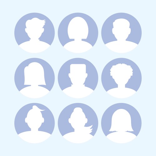 Avatar profile icon set including male and female vector image