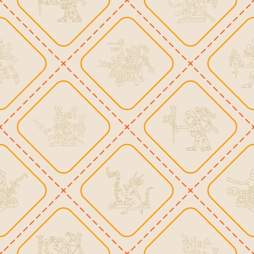 Seamless pattern with symbols from aztec codices vector image