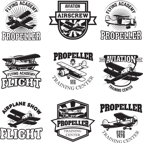 Vintage Airplane Academy Logos Vector Image