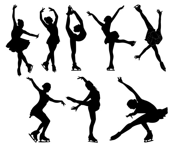 Figure Skating Girls Collection Vector Image