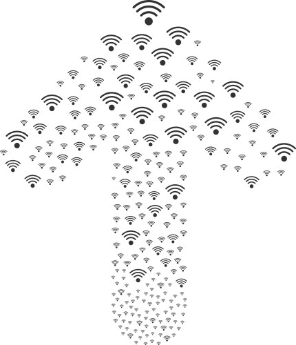 Forward path arrow composition with wi-fi source vector image