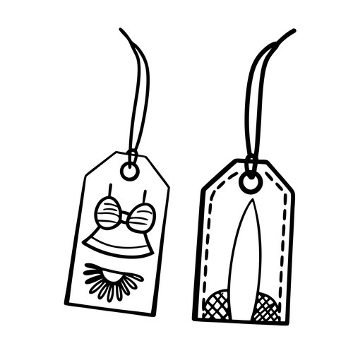 Hand drawn summer themed tags with swimsuit Vector Image