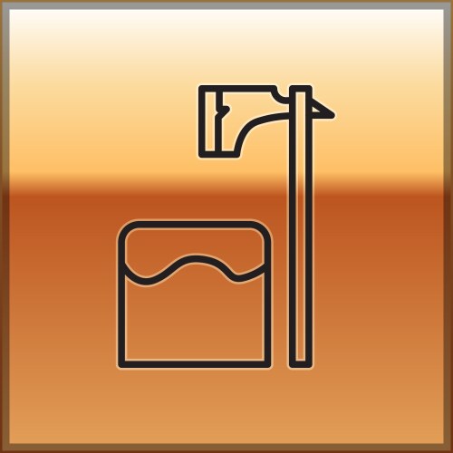 Black line executioner axe in tree block icon vector image