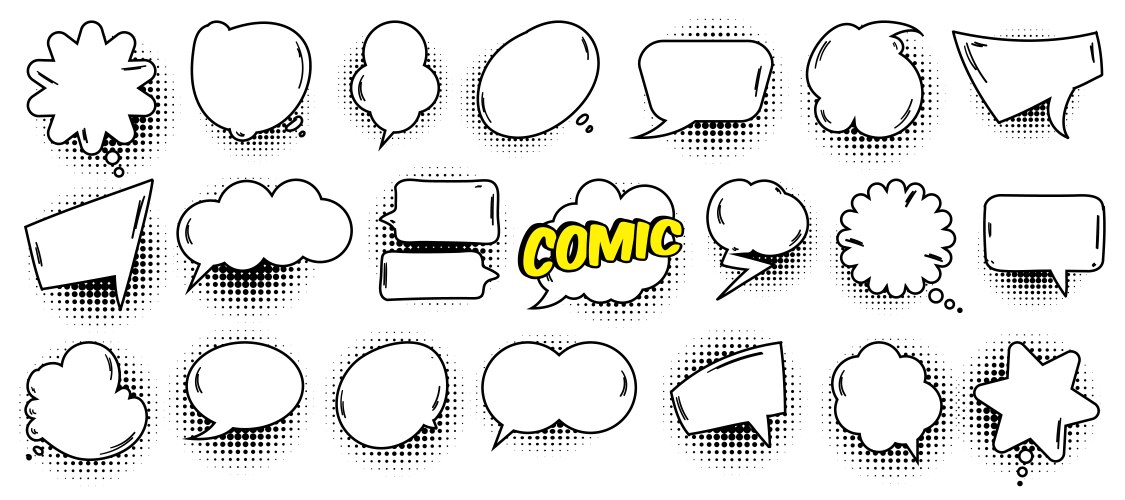 Cartoon comic speech bubble collection set Vector Image