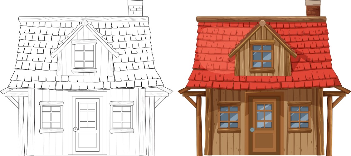 Detailed colored and outline house – Royalty-Free Vector | VectorStock