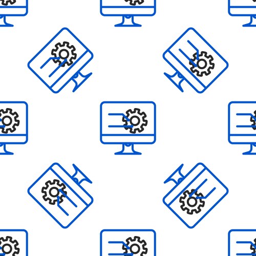 Line computer monitor with graph chart icon vector image