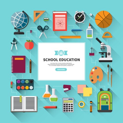 Flat concept education background back to school Vector Image
