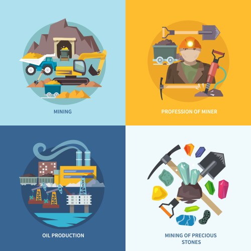 Mining industry flat composition Royalty Free Vector Image