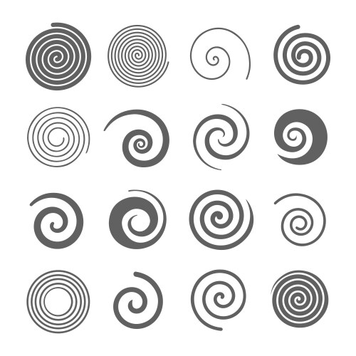 set of simple spirals swirl motion twisting vector image