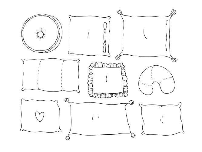 Types of sleeping pillows set Vector Image
