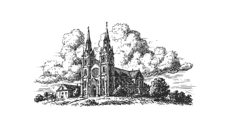 Gothic Church with Twin Spires Vector Image