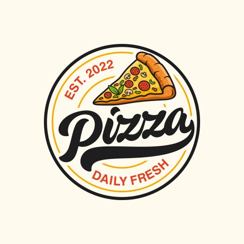 Pizzeria emblem on blackboard pizza logo Vector Image
