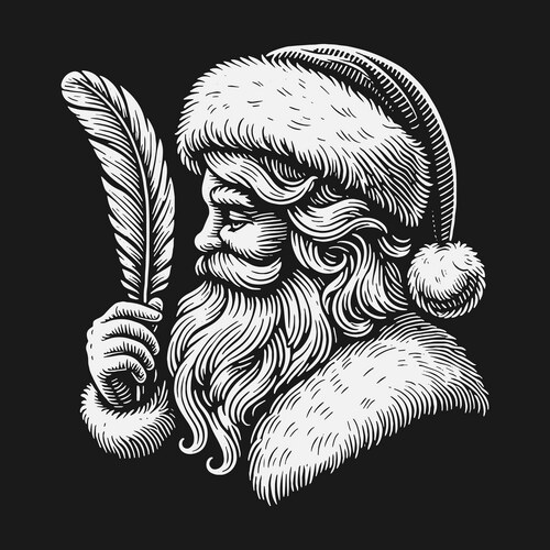 Vintage Santa Claus with Quill Vector Image